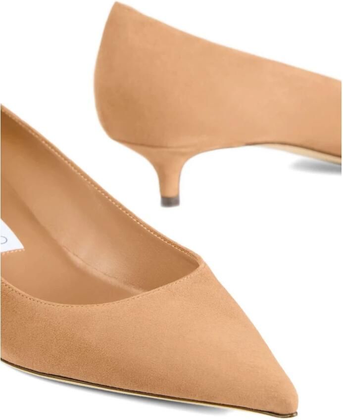 Jimmy Choo Beige Suède Kitten Heel Pumps