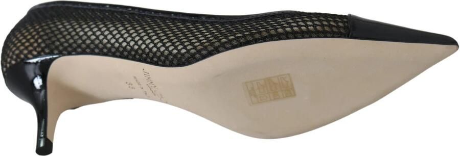 Jimmy Choo Chique puntige pumps in lak en mesh Black Dames