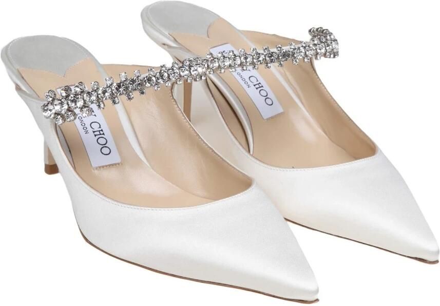 Jimmy Choo Crystal Band Ivory Satin Muiltjes - Foto 3