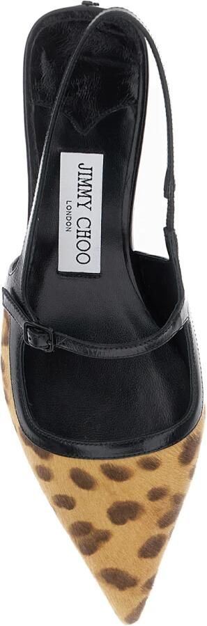 Jimmy Choo Leopard Motif Slingback Pumps Bruin Leer Brown Dames