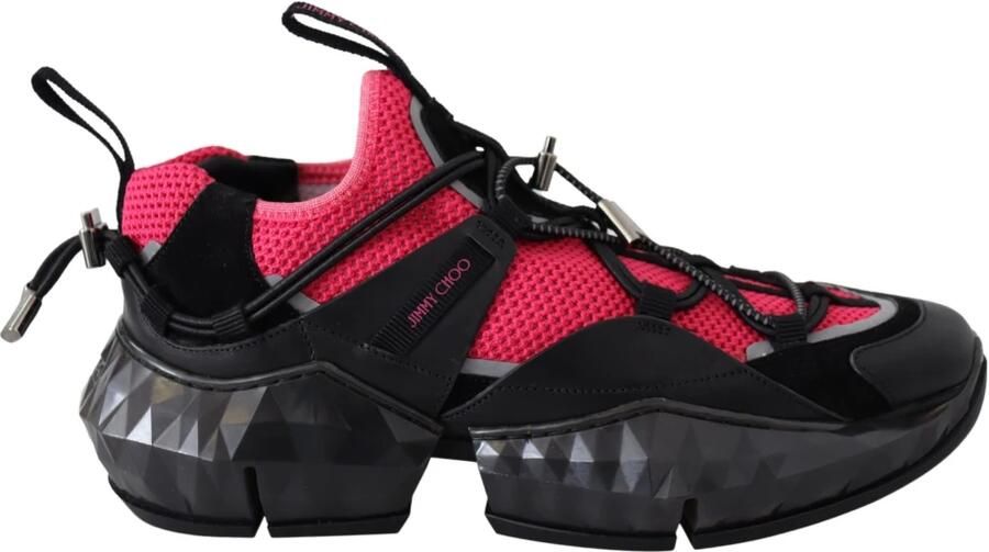 Jimmy Choo Black Pink Diamond Trail F EHL Bubble Sneakers