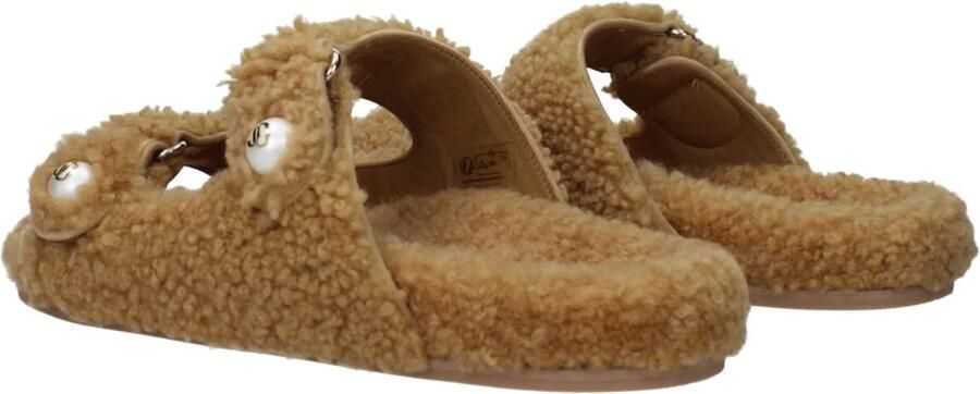 Jimmy Choo Bruine Stoffen Slipper met Band Sluiting