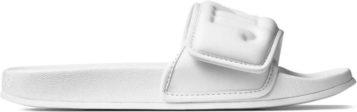 Jimmy Choo Fitz Slides met Lycra Logo Band White - Foto 2