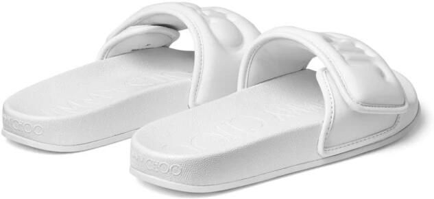 Jimmy Choo Fitz Slides met Lycra Logo Band White