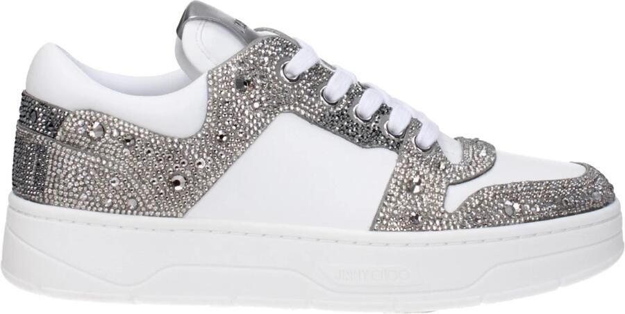 Jimmy Choo Witte Leren Chunky Sneakers met Strass - Foto 2