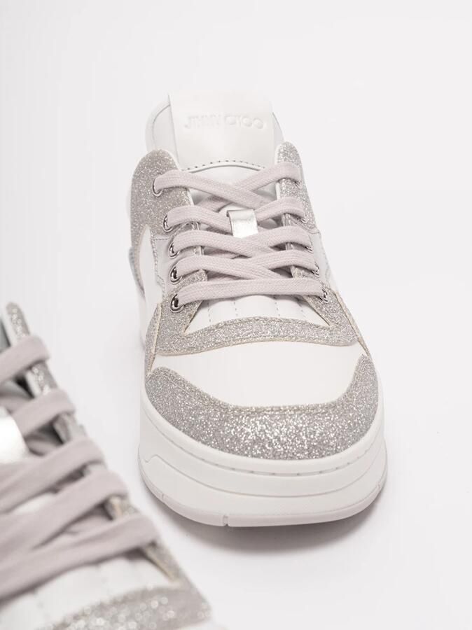 Jimmy Choo Florent Sneakers Veters Leer en Rubber White Dames