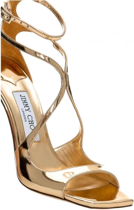 Jimmy Choo Gouden metallic leren sandaal met vierkante neus - Foto 3
