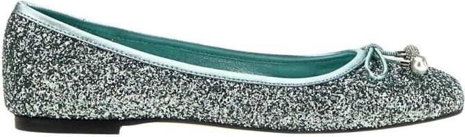Jimmy Choo Groene Glitter Ballerina`s met Strikdetail - Foto 2