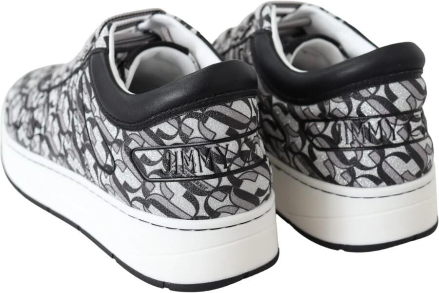 Jimmy Choo Glitter Slip-On Sneakers Zwart en Zilver Black