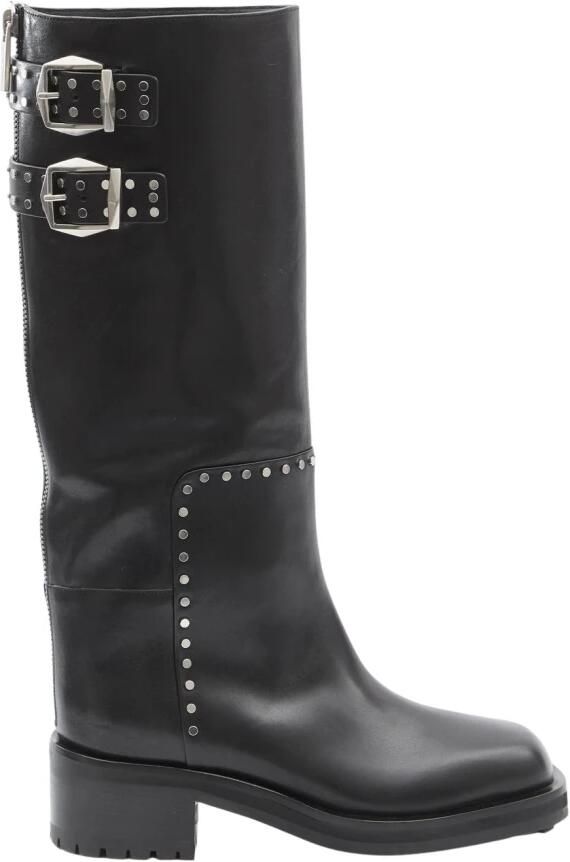 Jimmy Choo Kniehoge leren laarzen met gespen en studs