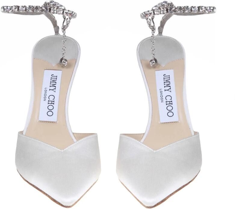 Jimmy Choo Kristal Satijnen Slingback Hakken - Foto 7
