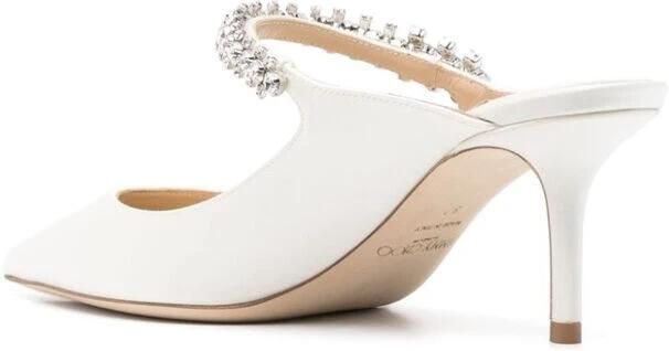 Jimmy Choo Kristalversierde Ivoorwitte Satijnen Schoenen