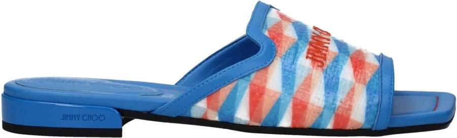 Jimmy Choo Lichtblauwe Stoffen Slippers Sandalen