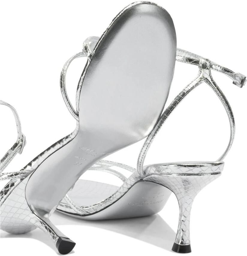 Jimmy Choo Metallic Embossed Leather Strappy Kitten Heel Sandals - Foto 2