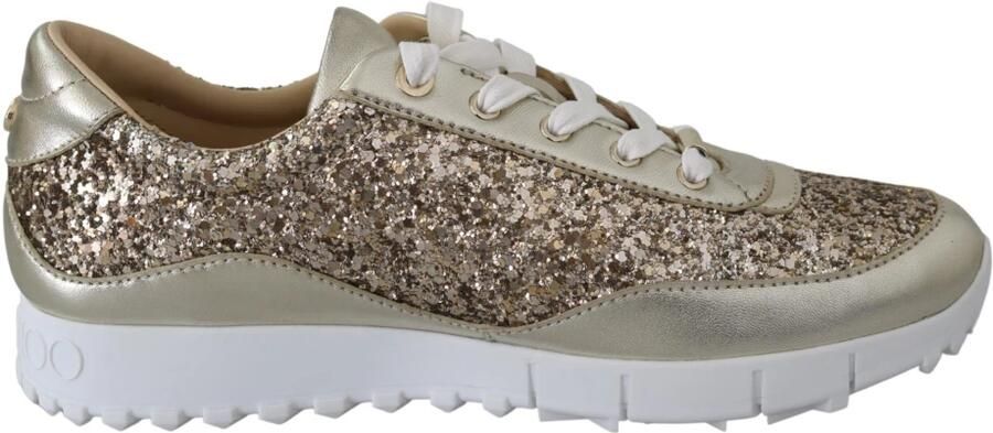 Jimmy Choo Antiek Goud Glitter Leren Sneakers Yellow Dames - Foto 2