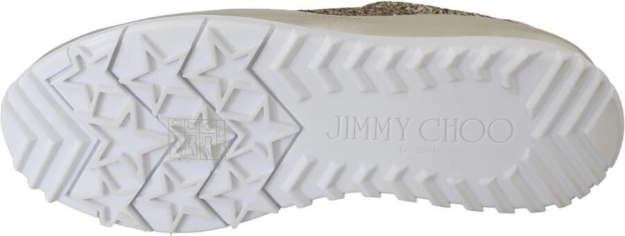 Jimmy Choo Antiek Goud Glitter Leren Sneakers Yellow Dames
