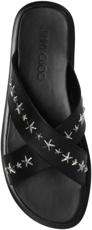 Jimmy Choo Palmo Leren Sandalen met Metalen Ster Detail Black