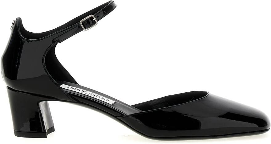 Jimmy Choo Zwarte leren schoenen met gespsluiting en enkelbandje