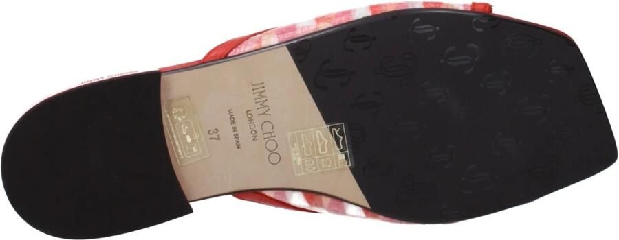 Jimmy Choo Oranje Stoffen Slippers Sandalen
