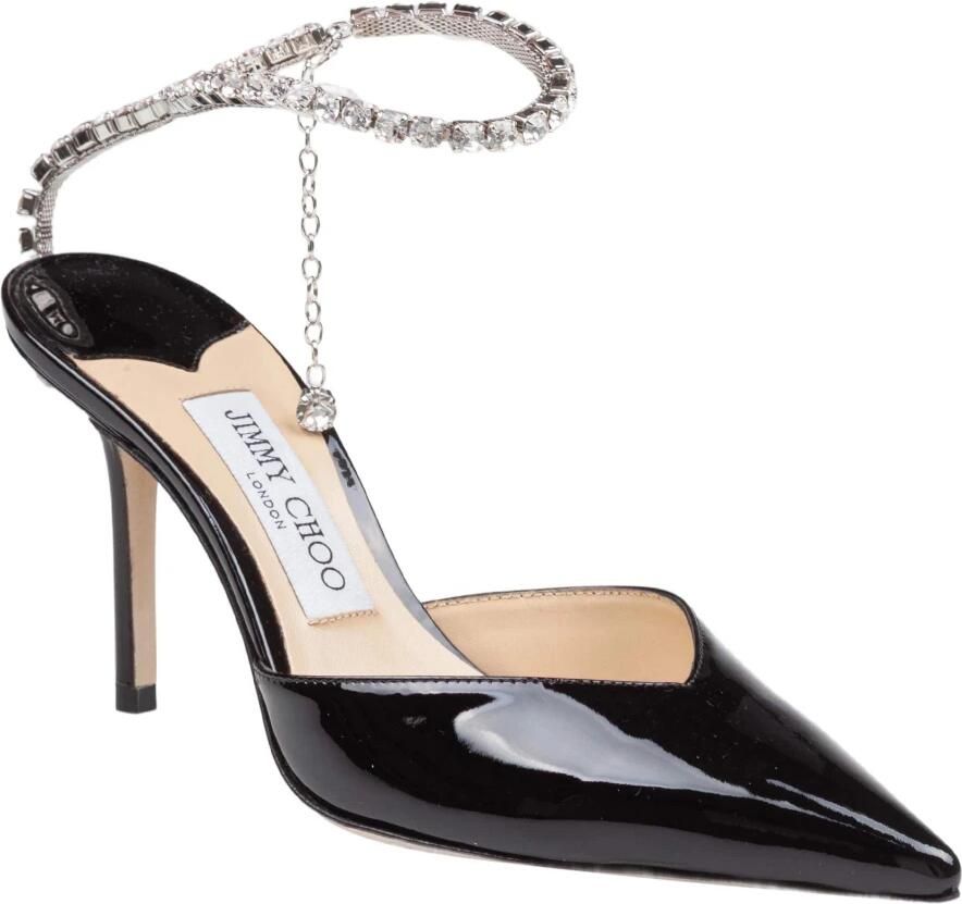 Jimmy Choo Zwarte Patentleren Kristallen Ketting Hakken Black Dames - Foto 2