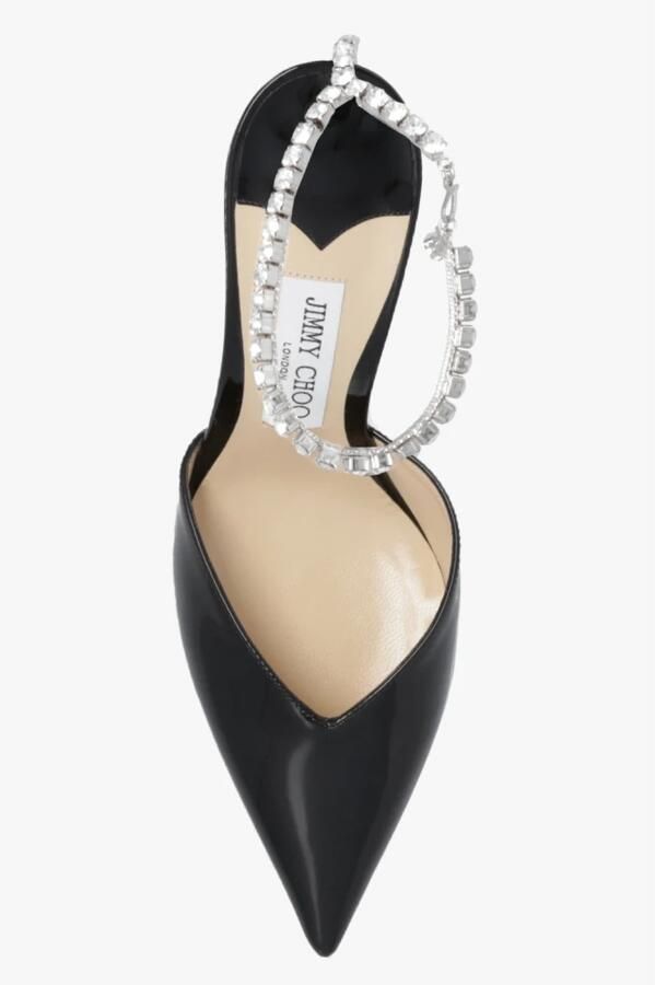 Jimmy Choo Zwarte Patentleren Kristallen Ketting Hakken Black Dames - Foto 2