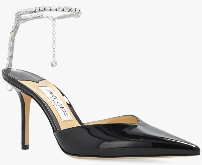 Jimmy Choo Zwarte Patentleren Kristallen Ketting Hakken Black Dames - Foto 5