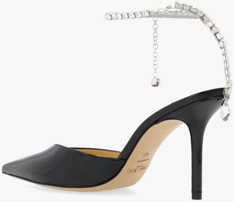 Jimmy Choo Zwarte Patentleren Kristallen Ketting Hakken Black Dames - Foto 3