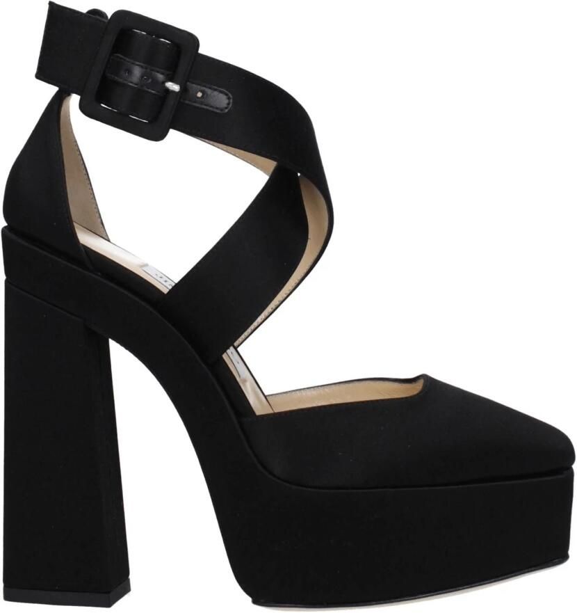 Jimmy Choo Zwarte Satijnen Sandaal Hoge Hak