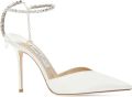 Jimmy Choo Kristal Satijnen Slingback Hakken - Wit