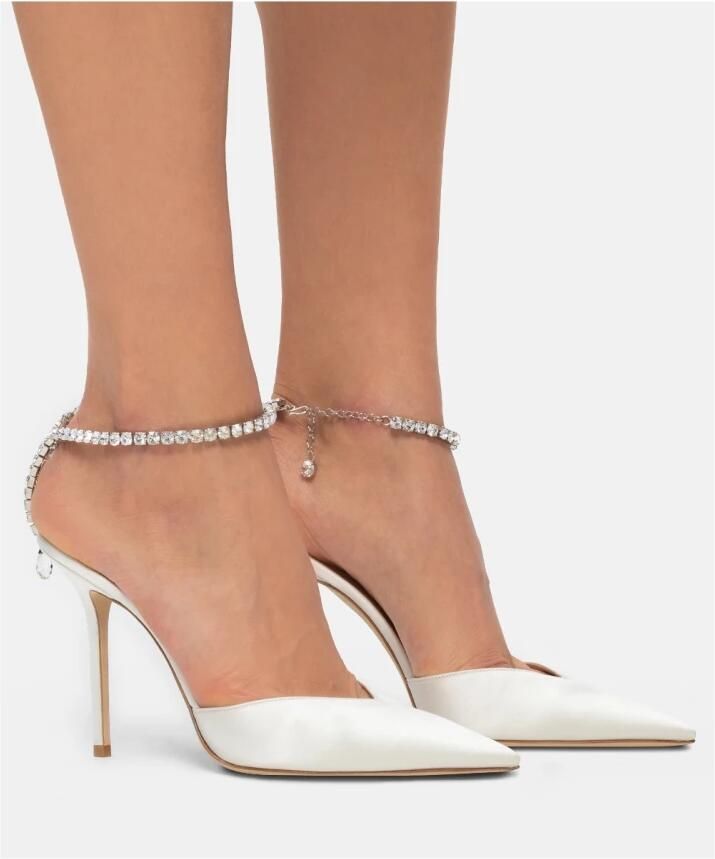 Jimmy Choo Kristal Satijnen Slingback Hakken - Foto 3