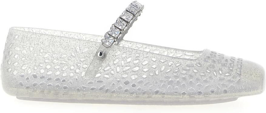 Jimmy Choo Grijze Strass Versierde Platte Schoenen