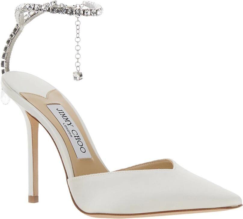 Jimmy Choo Kristal Satijnen Slingback Hakken - Foto 4