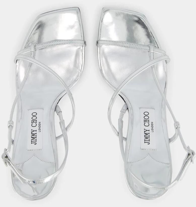 Jimmy Choo Zilver Metallic Leren Sandalen