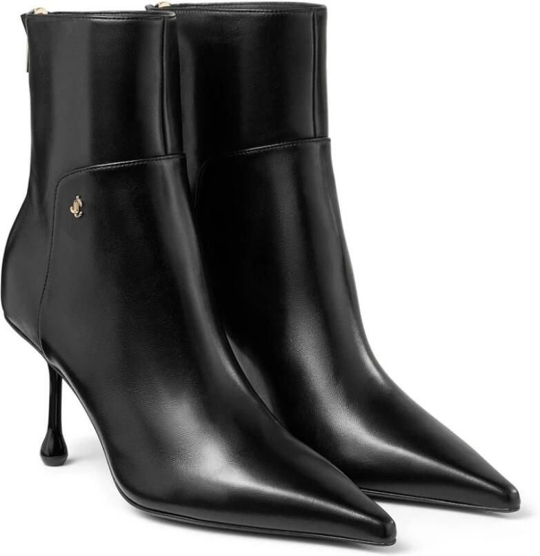 Jimmy Choo Zwarte leren enkellaarsjes met metalen details
