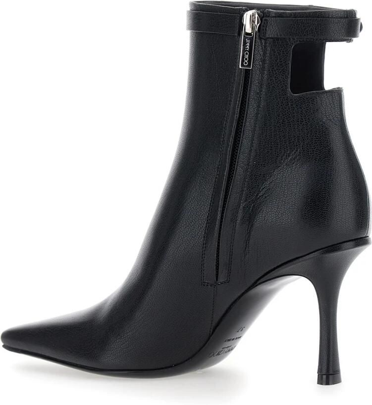 Jimmy Choo Zwarte Leren Enkellaarzen met Knoopdetail - Foto 2