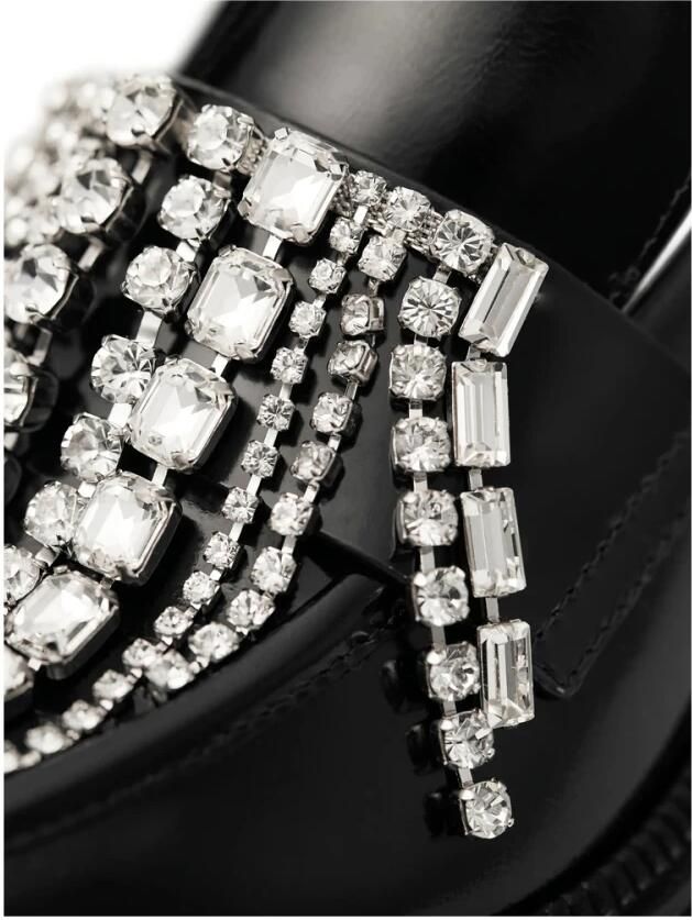 Jimmy Choo Zwarte leren kristal loafer schoenen