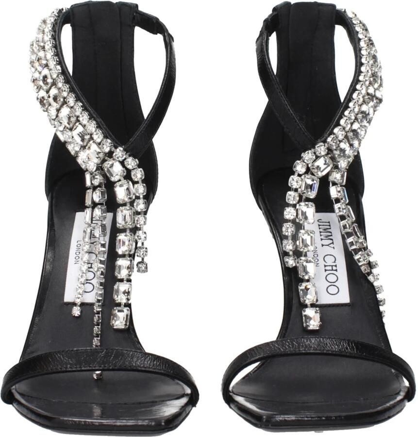 Jimmy Choo Zwarte leren stilettohak sandalen