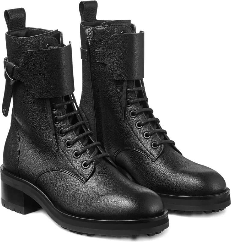 Jimmy Choo Zwarte platte enkellaarsjes van leer