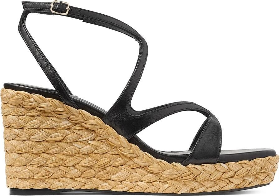 Jimmy Choo Zwarte Raffia Sleehakken met Vierkante Neus