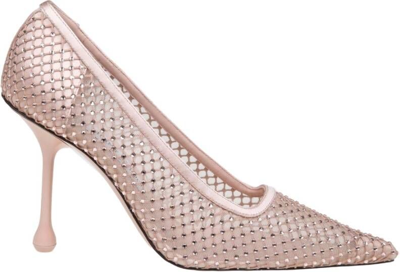 Jimmy Choo Kristal Mesh Pumps Naakt Satijn