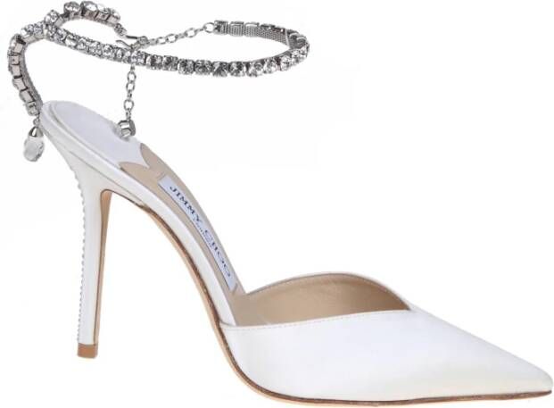 Jimmy Choo Kristal Satijnen Slingback Hakken