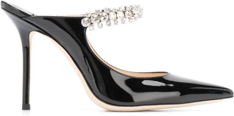 Jimmy Choo Zwarte Lakleren Sandalen met Kristallen Bandjes