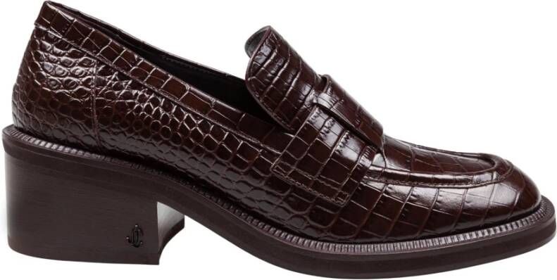 Jimmy Choo Krokodillenprint Leren Loafer Chocoladekleur