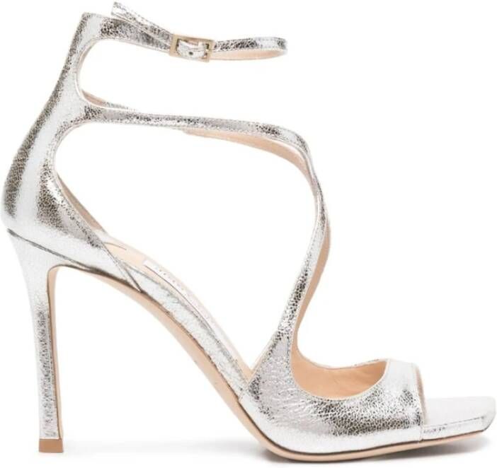 Jimmy Choo Metallic Finish Leren Hoge Hak Sandalen