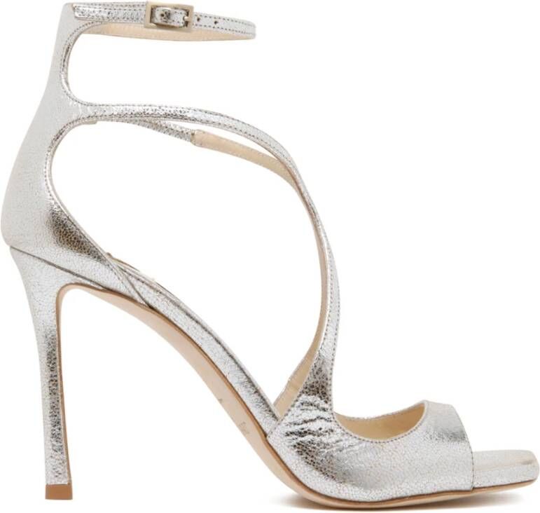 Jimmy Choo Elegante Leren Sandalen met Gevormde Bandjes Beige Dames