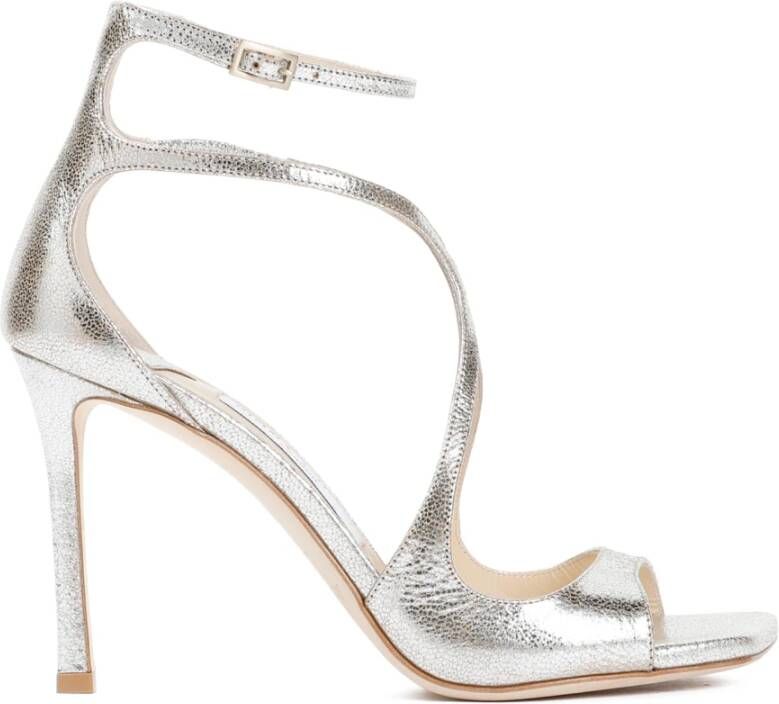 Jimmy Choo Elegante Leren Sandalen met Gevormde Bandjes Beige Dames