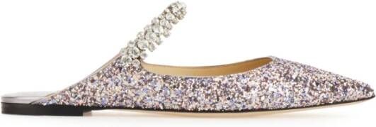 Jimmy Choo Zilveren Kristalversierde Platte Schoenen Multicolor Dames