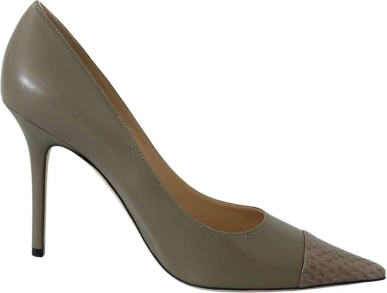 Jimmy Choo Nieuwe Pebble Green Leren Pumps Grijs Dames