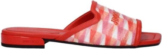 Jimmy Choo Oranje Stof Logo Slippers