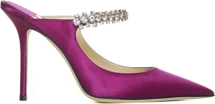 Jimmy Choo Paarse Kristalversierde Hoge Hak Sandalen Pink Dames